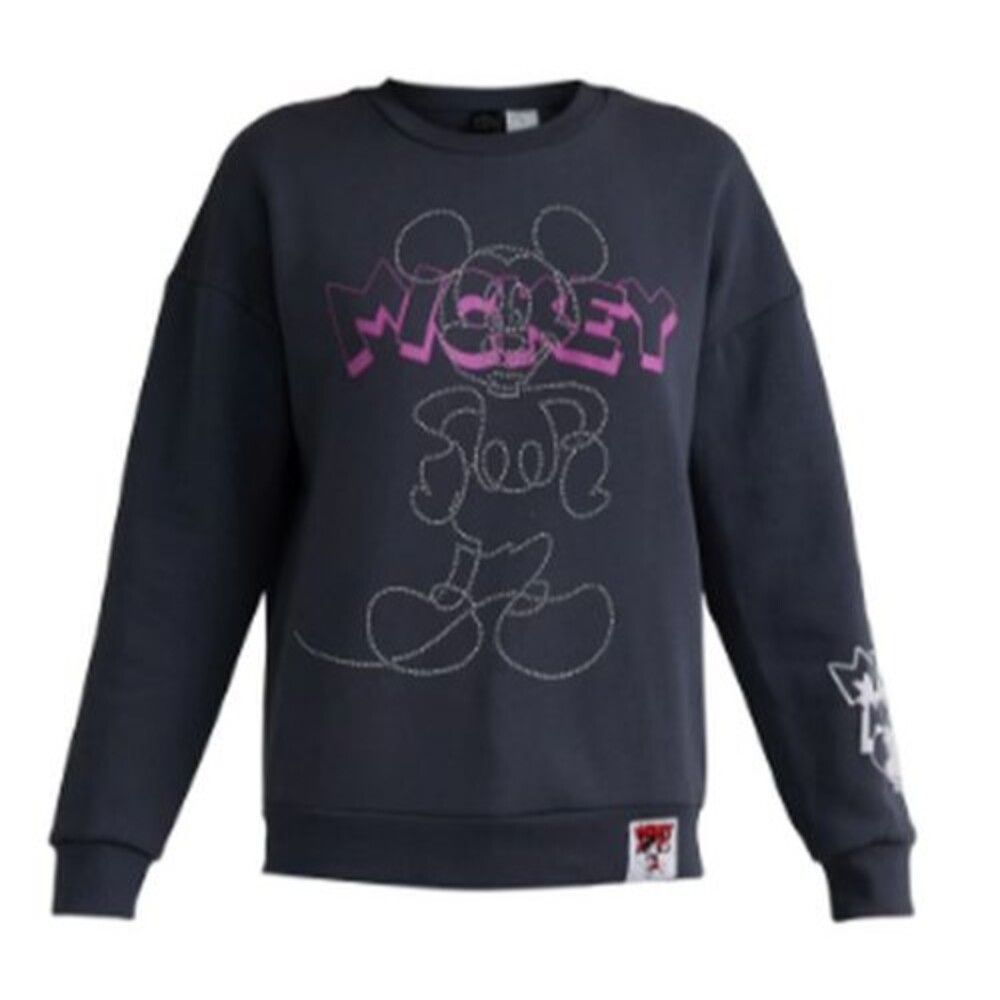 Mickey Mouse Women's Beaded Sweatshirt Charcoal Gray Size Small - Picture 2 of 8